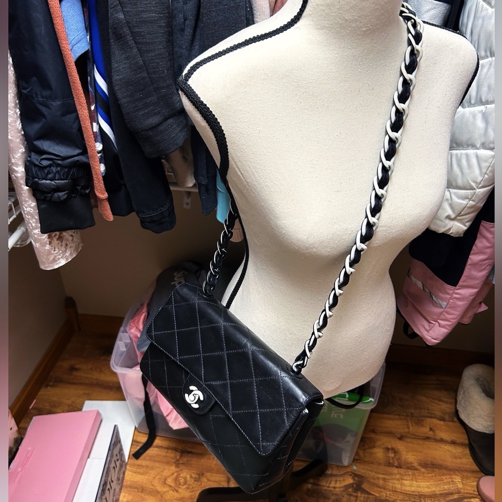 Authentic Chanel RARE Limited Ed. Medium Black & White Classic Single Flap Bag - Picture 3 of 16